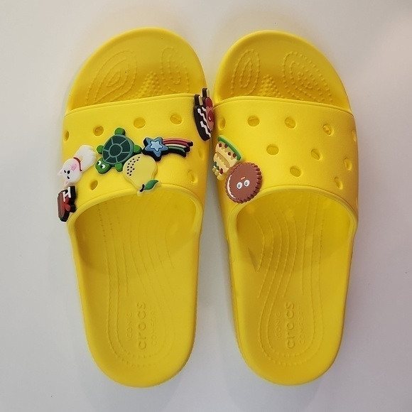 Crocs Classic Slide Sandals 206121 Yellow Slip On Unisex Men's Sz 4 Women's Sz 6 - Picture 6 of 15
